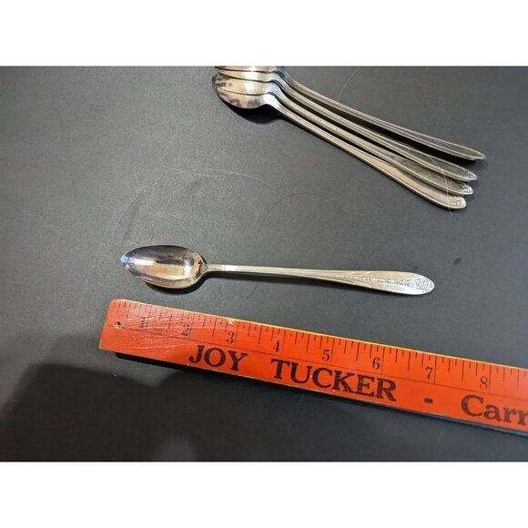 National Silver Co Princess Royal Iced tea spoons silver-plate 1930  7 inch  set - Picture 10 of 10